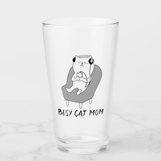 Bezige kattenmoeder glas (Voorkant)