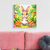 Bezige Konijn | Mooie Cartoon Kinderkamer Kunst Canvas Afdruk (Insitu (Woonkamer))