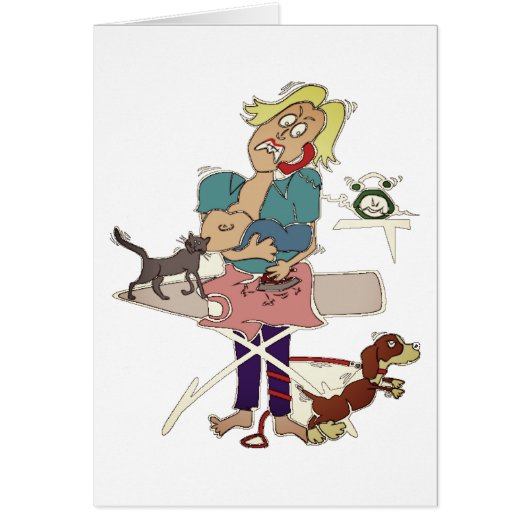 Bezige mama kan alles doen, ZSSG Moederdag Kaart (Voorkant)