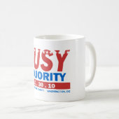 Bezige meerderheidsmok koffiemok (Voorkant rechts)