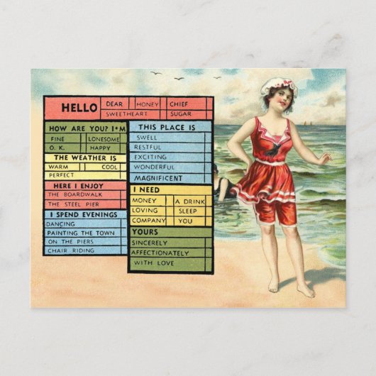 Bezige Person's Seaside Greetings Briefkaart (Voorkant)