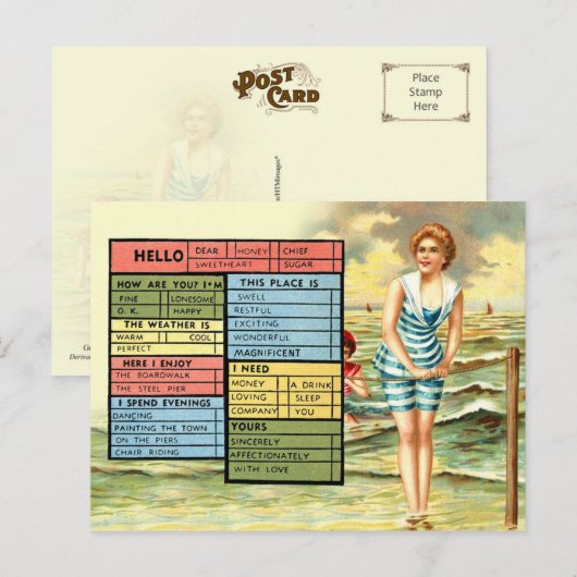 Bezige Person's Seaside Greetings Briefkaart (Voorkant / Achterkant)