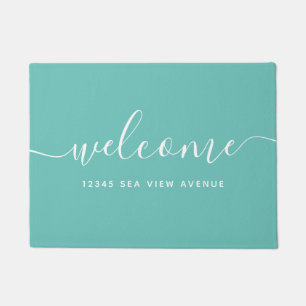 Bezit van bewerkbare kleurkalligrafie Welkom Deurmat