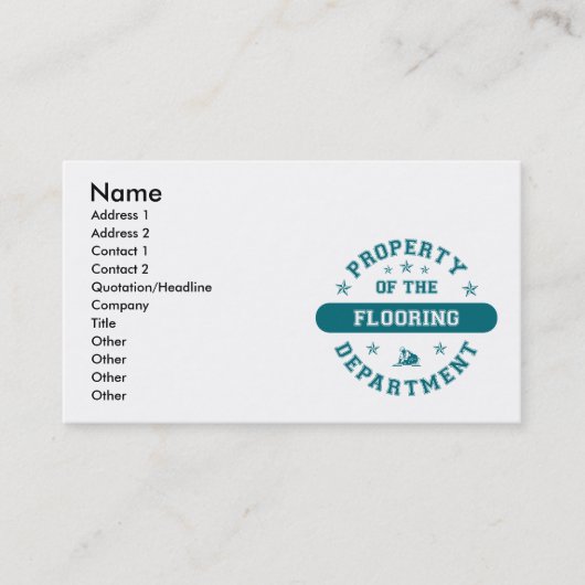 Bezit van de afdeling vloerbedekking visitekaartje (Voorkant)