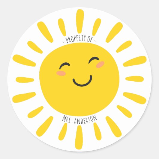 Bezit van de naam van de leraar Sunshine Ronde Sticker (Voorkant)