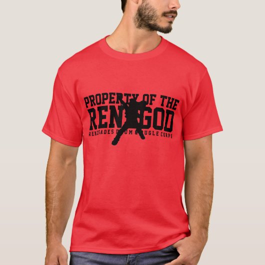 "BEZIT VAN DE RENEGOD" Rood T-shirt (Voorkant)