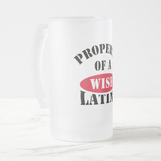 Bezit van een Wise Latina-Mok Matglas Bierpul (Voorkant links)