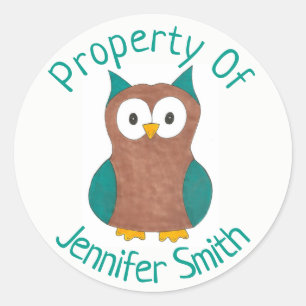 Bezit van gepersonaliseerde Wise Brown Owl Bird Ronde Sticker