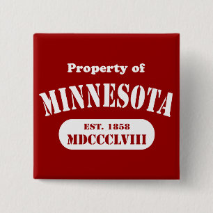 Bezit van Minnesota - elke kleur! Vierkante Button 5,1 Cm