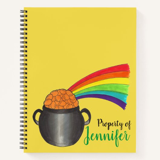 Bezit van persoonlijke Lucky Rainbow Pot of Gold Notitieboek (Voorkant)