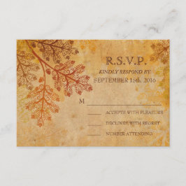 Bezoedelde Kanten Bladeren Herfst Bruiloft RSVP Ka Kaartje