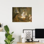 Bezoek aan de kinderkamer - Jean Fragonard Fine Ar Poster (Thuiskantoor)