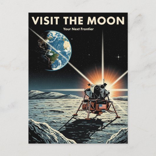 Bezoek aan de Moon Travel Briefkaart (Voorkant)