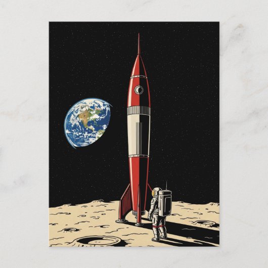Bezoek aan de Moon Travel Briefkaart (Voorkant)