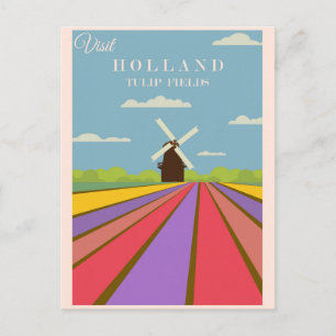 bezoek aan Holland Tulip Fields reisposter Briefkaart