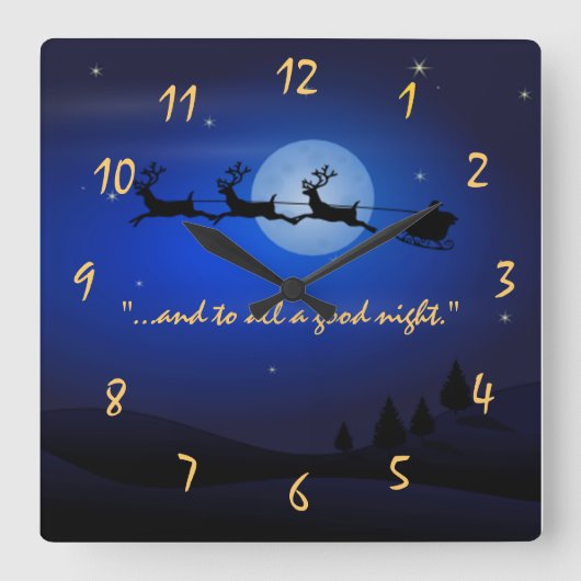 bezoek aan st. nicholas Night Before Christms Vierkante Klok (Voorkant)