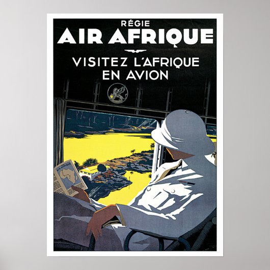 Bezoek AFRICA door Plane Old French Airlines Trave Poster (Voorkant)