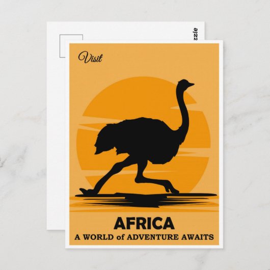  Bezoek Afrika Afrikaanse struisvogel Reizen Briefkaart (Voorkant / Achterkant)