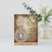 Bezoek Afrika Kaart Lion Floral Travel (Staand voorkant)