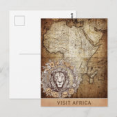 Bezoek Afrika Kaart Lion Floral Travel (Voorkant / Achterkant)
