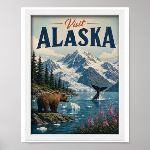 Bezoek Alaska Reis Vintage Poster