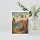 Bezoek Algerije Reis Vintage Briefkaart (Staand voorkant)