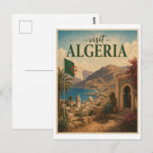 Bezoek Algerije Reis Vintage Briefkaart (Voorkant / Achterkant)
