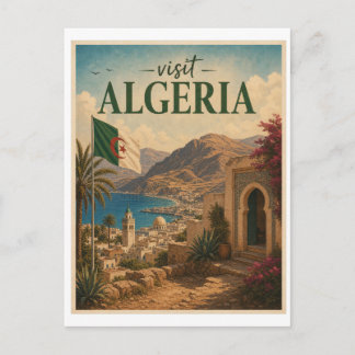 Bezoek Algerije Reis Vintage Briefkaart