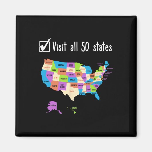 Bezoek alle 50 staten Gift USA Bucket List Magneet (Voorkant)