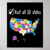 Bezoek alle 50 staten Gift USA Bucket List Poster (Voorkant)