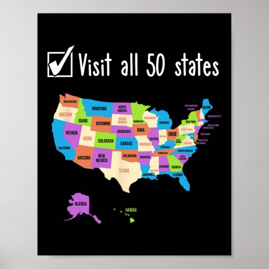 Bezoek alle 50 staten Gift USA Bucket List Poster (Voorkant)
