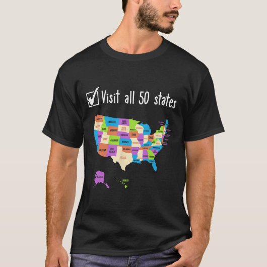 Bezoek alle 50 staten Gift USA Bucket List T-shirt (Voorkant)