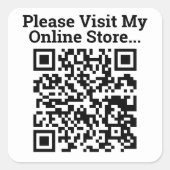 Bezoek alstublieft Mijn Online Winkel QR Code Ontw Vierkante Sticker (Voorkant)