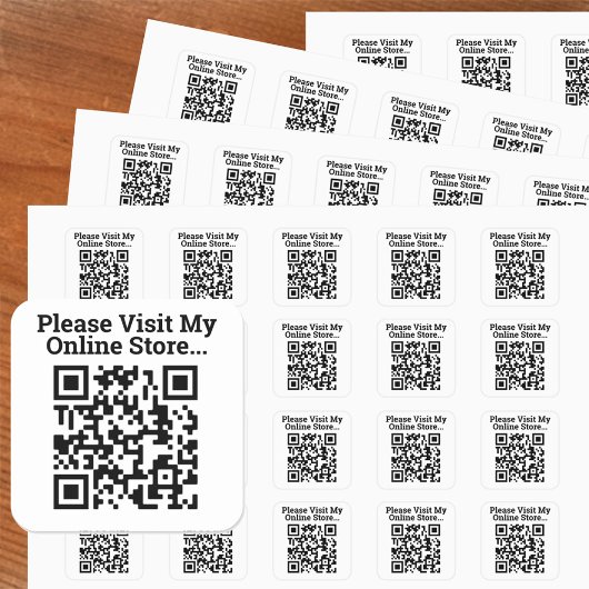 Bezoek alstublieft Mijn Online Winkel QR Code Ontw Vierkante Sticker