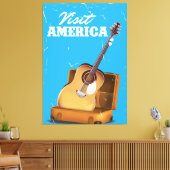 Bezoek amerika vintage reisposter canvas afdruk (Insitu (Woonkamer))