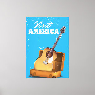 Bezoek amerika vintage reisposter canvas afdruk