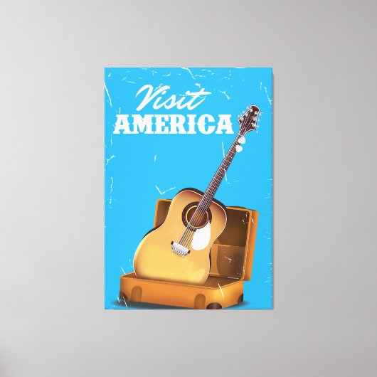 Bezoek amerika vintage reisposter canvas afdruk (Voorkant)