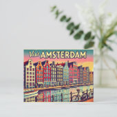 Bezoek Amsterdam Briefkaart (Staand voorkant)