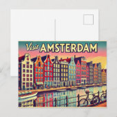 Bezoek Amsterdam Briefkaart (Voorkant / Achterkant)