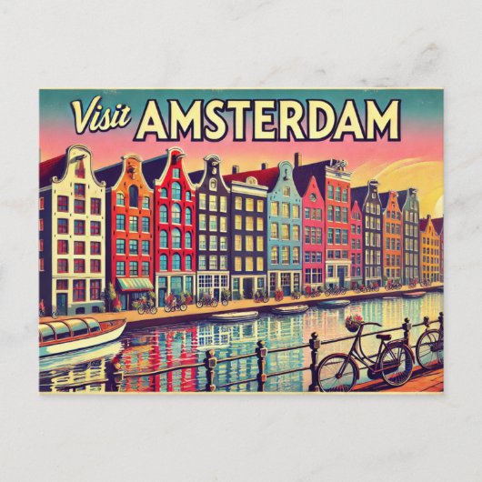 Bezoek Amsterdam Briefkaart (Voorkant)