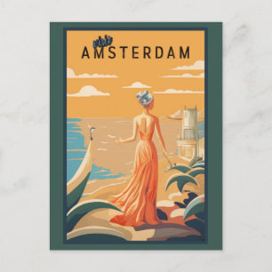  Bezoek Amsterdam Nederlands Vrouw Reizen Toerisme Briefkaart