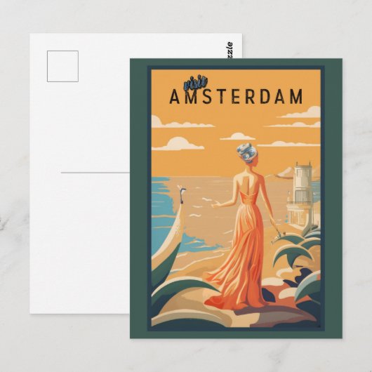  Bezoek Amsterdam Nederlands Vrouw Reizen Toerisme Briefkaart (Voorkant / Achterkant)