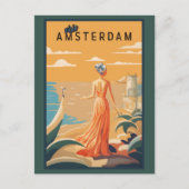  Bezoek Amsterdam Nederlands Vrouw Reizen Toerisme Briefkaart (Voorkant)