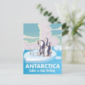 Bezoek Antarctica  Oude reisaffiche Briefkaart (Staand voorkant)