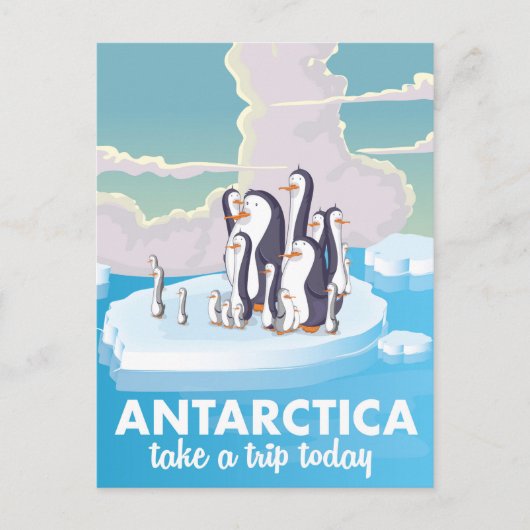 Bezoek Antarctica  Oude reisaffiche Briefkaart (Voorkant)
