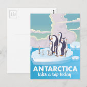 Bezoek Antarctica Vintage-poster Briefkaart (Voorkant / Achterkant)