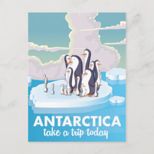 Bezoek Antarctica Vintage-poster Briefkaart