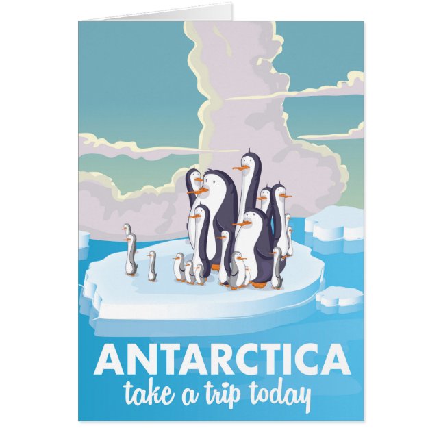 Bezoek Antarctica Vintage reisposter. (Voorkant)