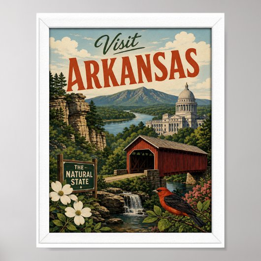 Bezoek Arkansas Reis Vintage Poster (Voorkant)