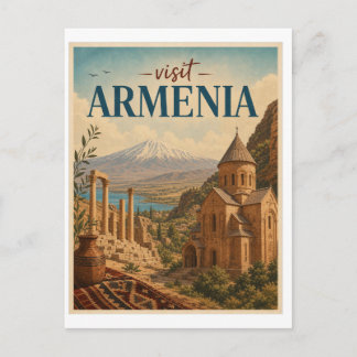 Bezoek Armenië Reis Vintage Briefkaart